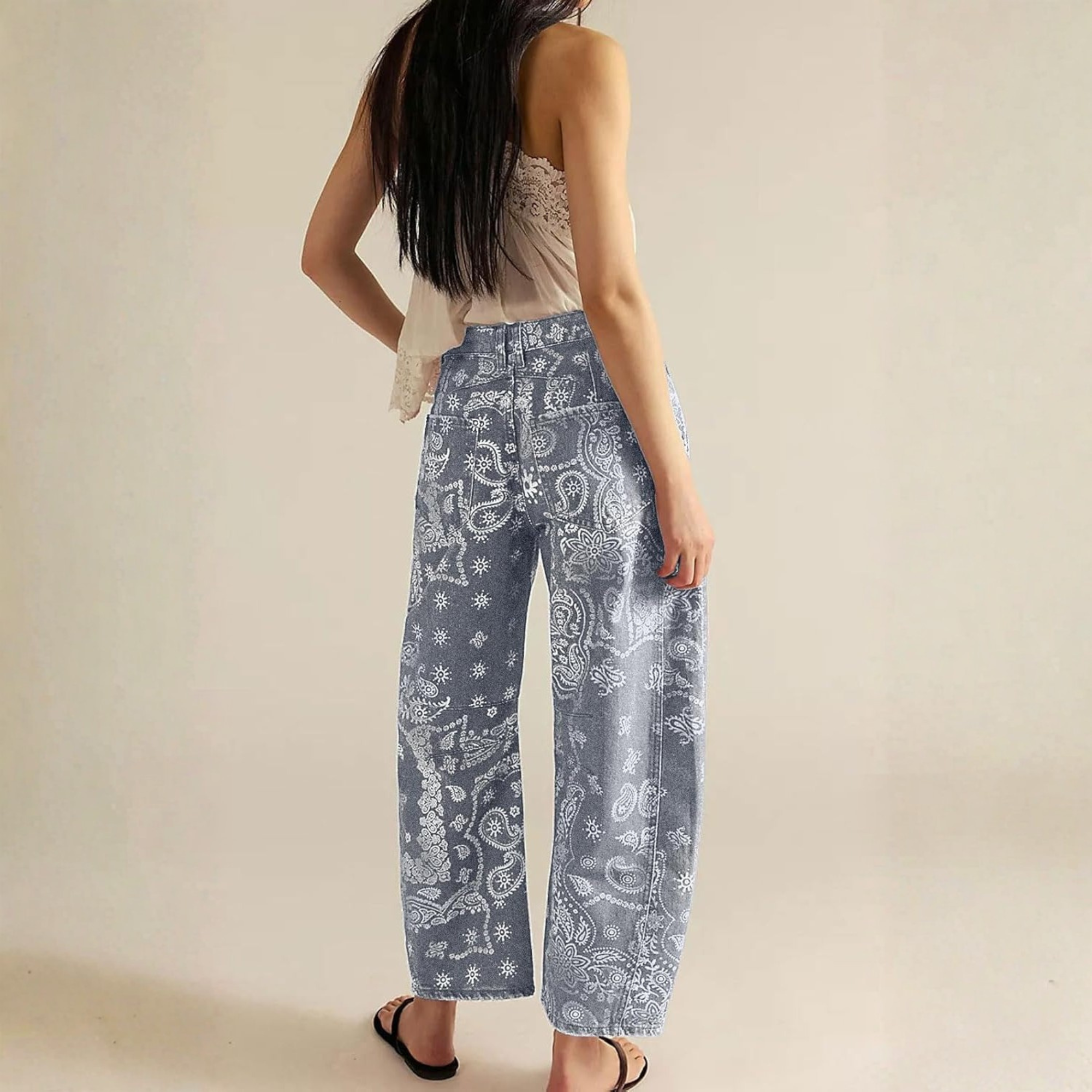 Striped Wide Leg Baggy Barrel Jeans for Women Y2K