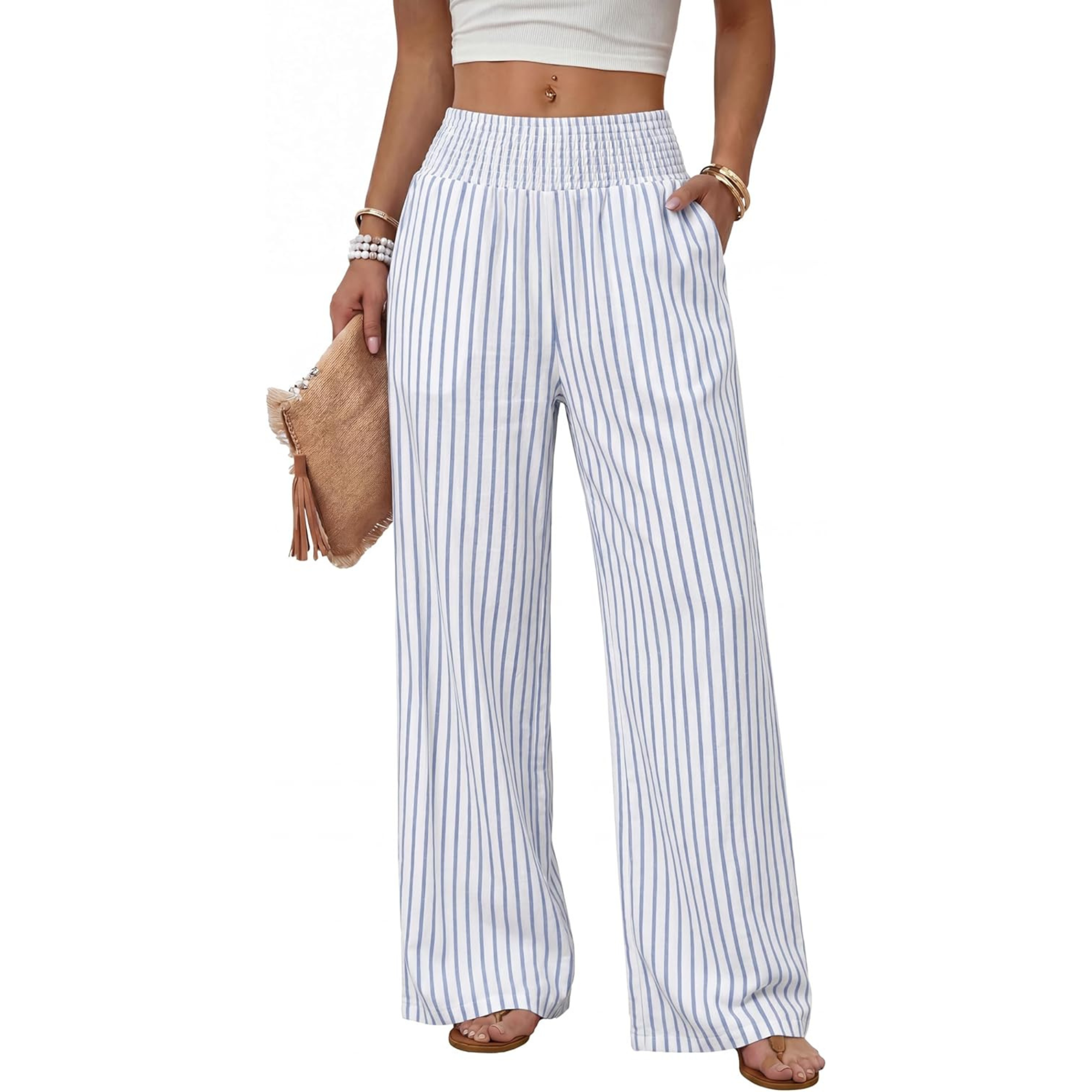 High Waist Wide Leg Lounge Pants with Side Pockets