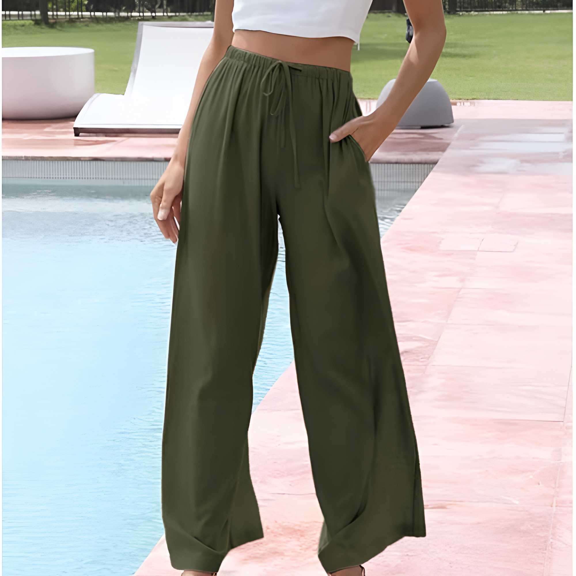 Women Cotton Linen Wide Leg Pants