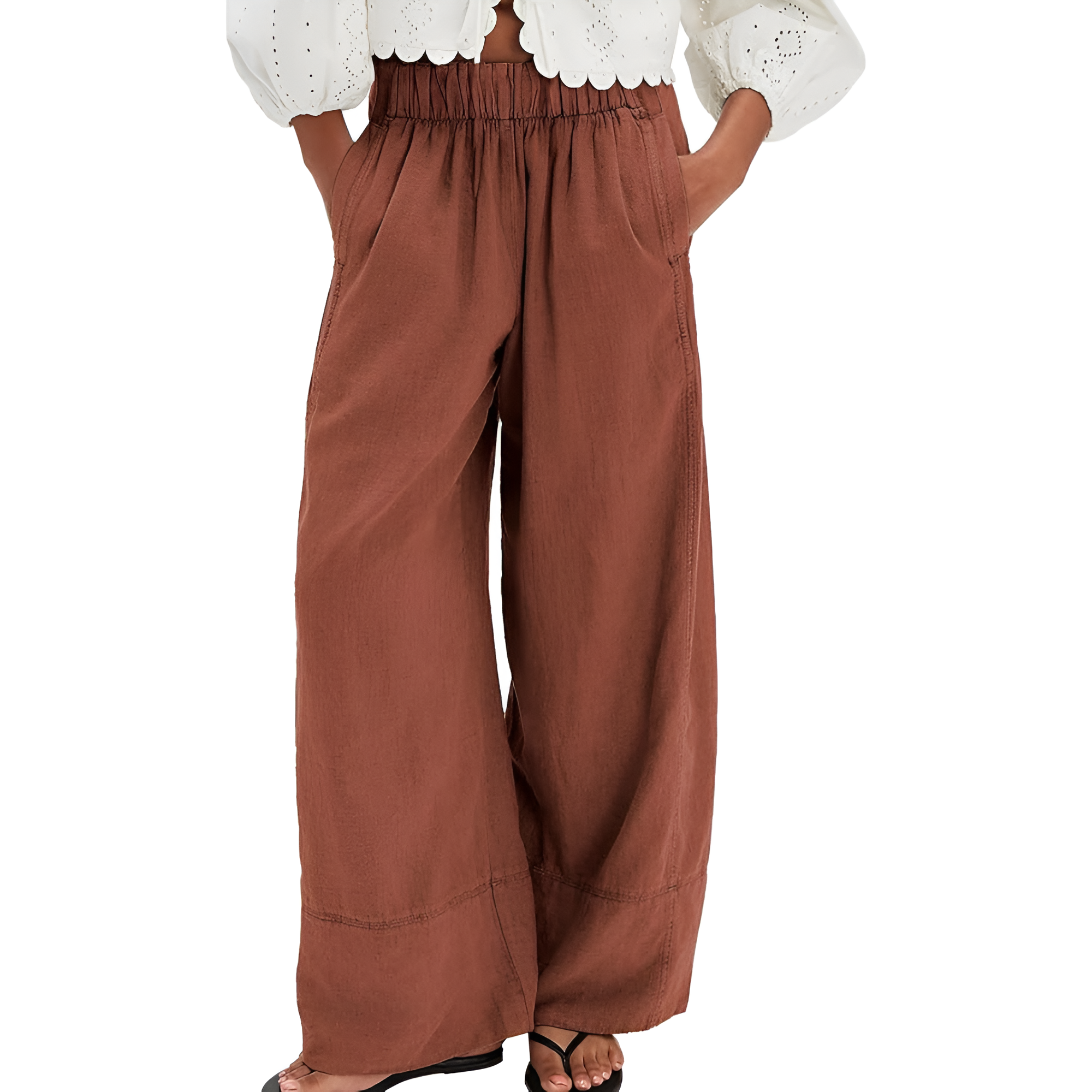  Pants for Women Cotton Baggy Boho Casual Palazzo Pants Wide Leg 