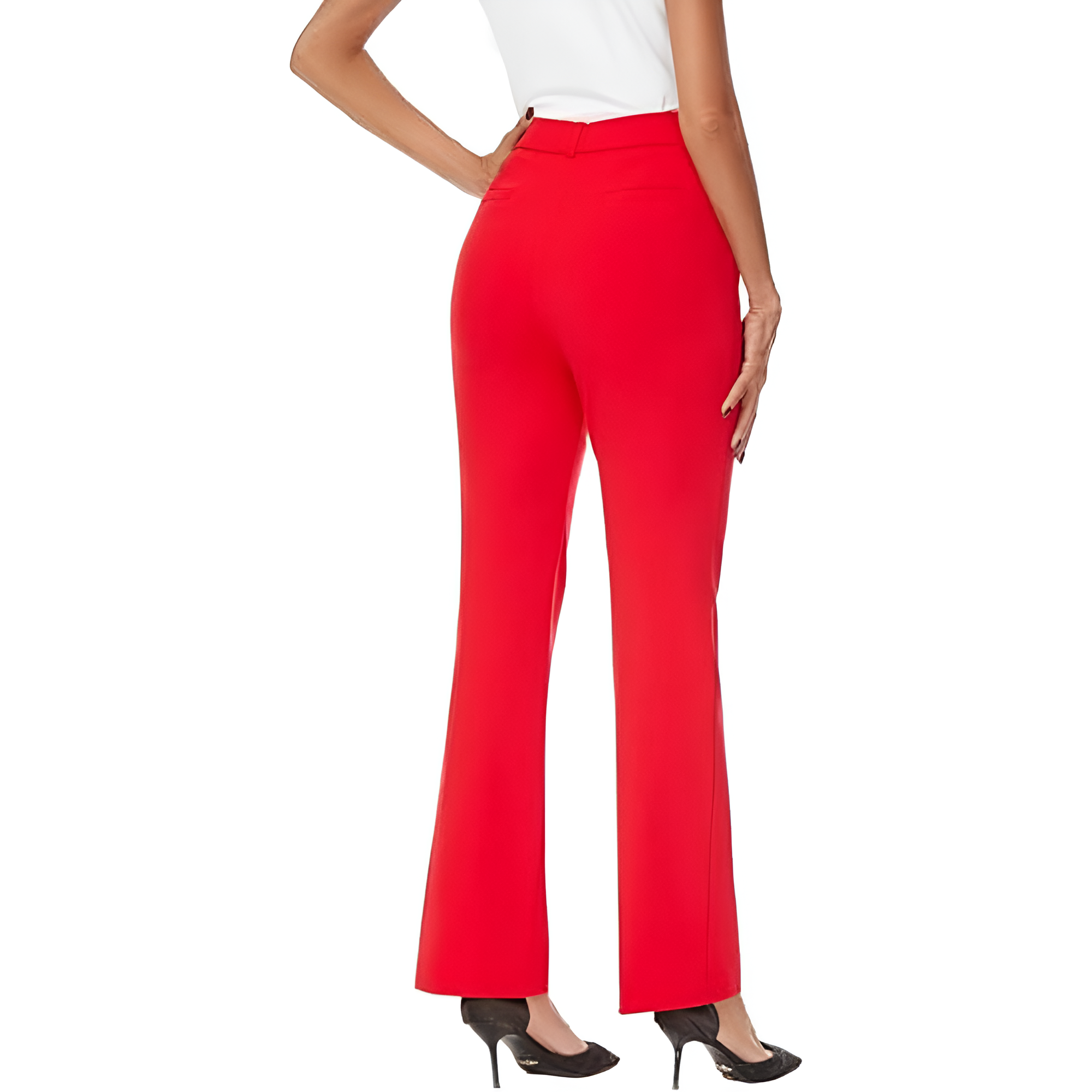 Stretchy Straight Casual Work Pants With Pockets For Women