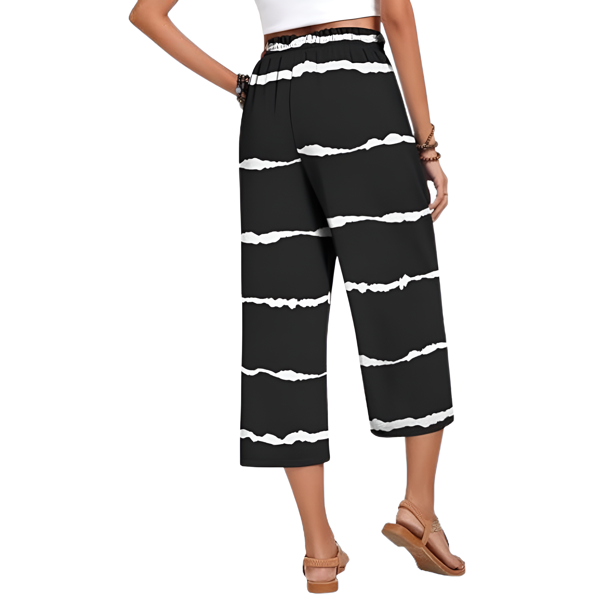 Wide Fit Casual Capri Pants With Pockets For Women