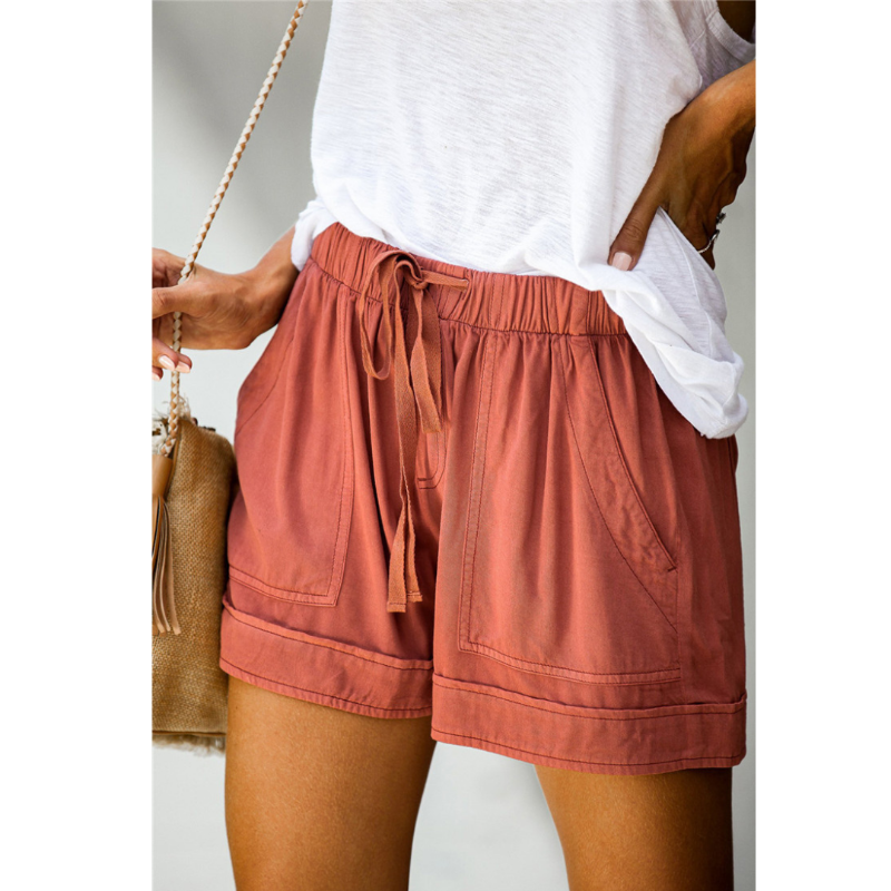Solid High Waisted Strappy Loose Wide Summer Shorts-My Comfy Pant