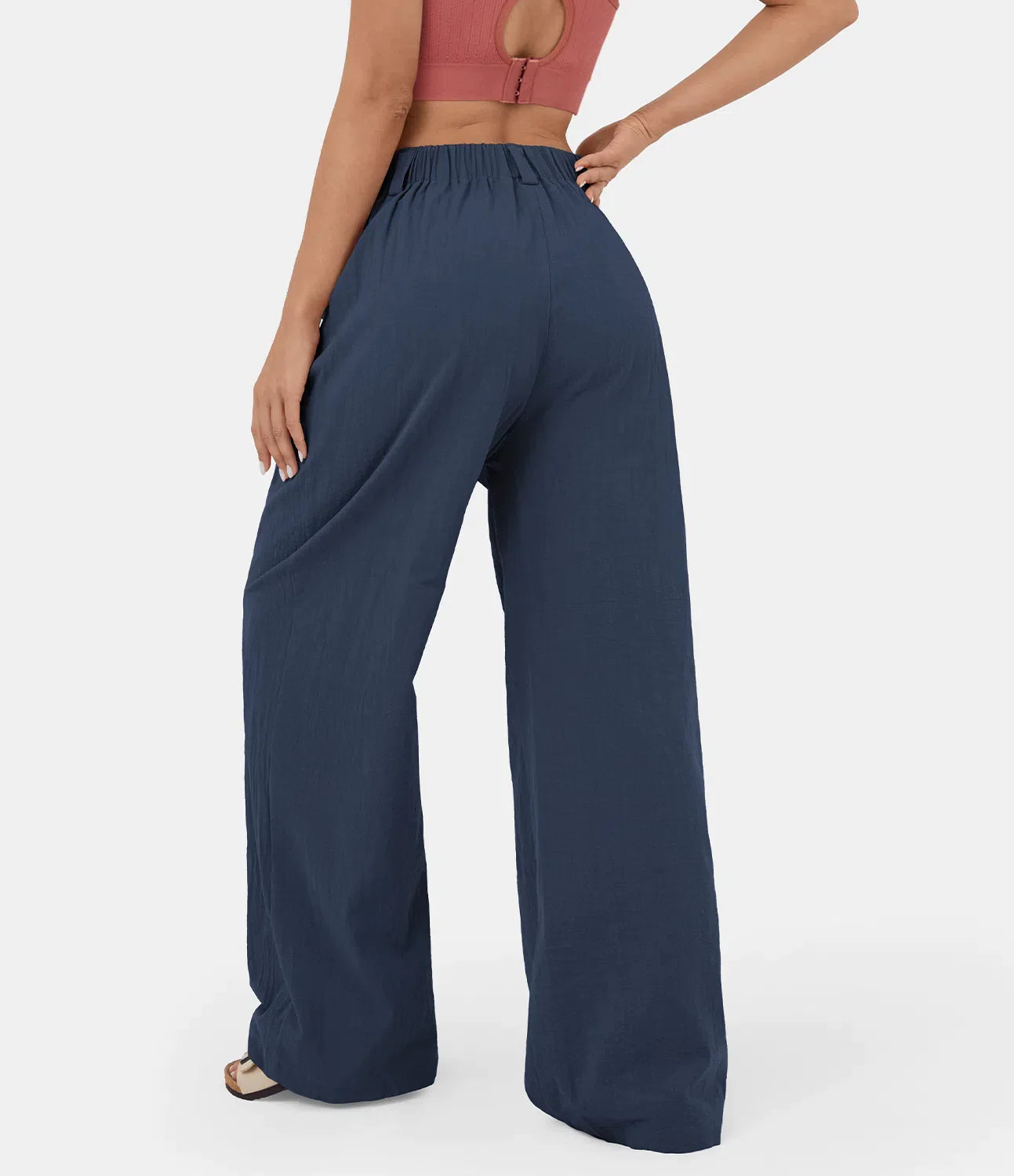 Flowy Solid Palazzo Pants With Side Pockets-My Comfy PantFlowy Solid Palazzo Pants With Side Pockets - Image 8