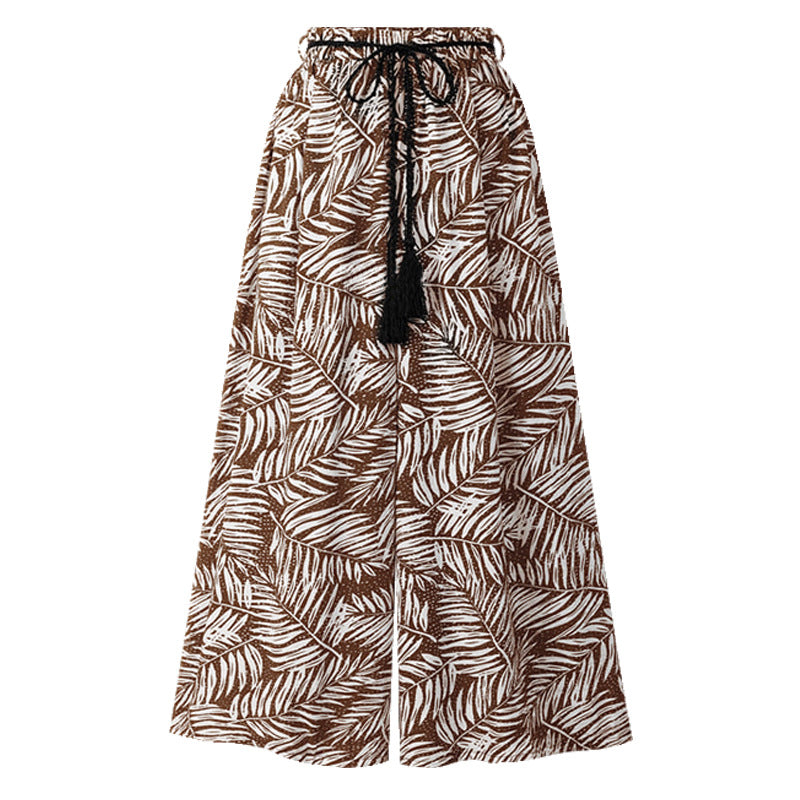 Loose Printed Casual Pants Cropped-My Comfy Pant