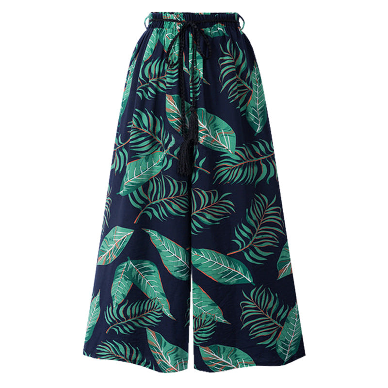 Loose Printed Casual Pants Cropped-My Comfy Pant