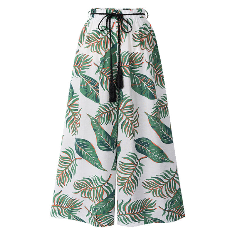 Loose Printed Casual Pants Cropped-My Comfy Pant