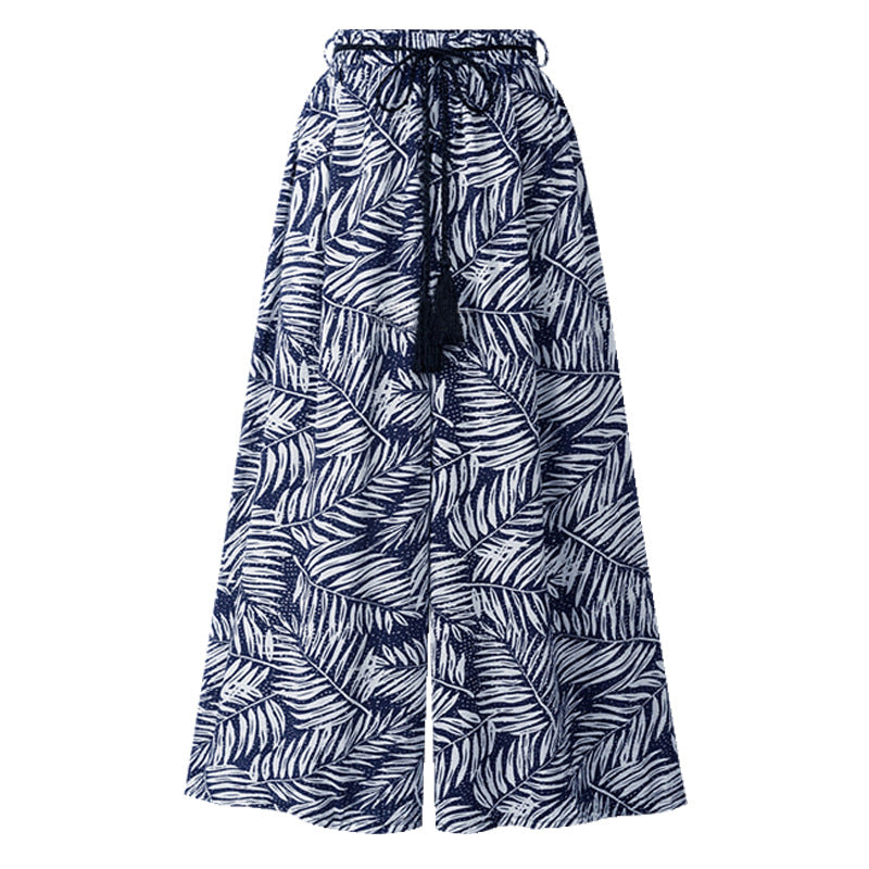 Loose Printed Casual Pants Cropped-My Comfy Pant