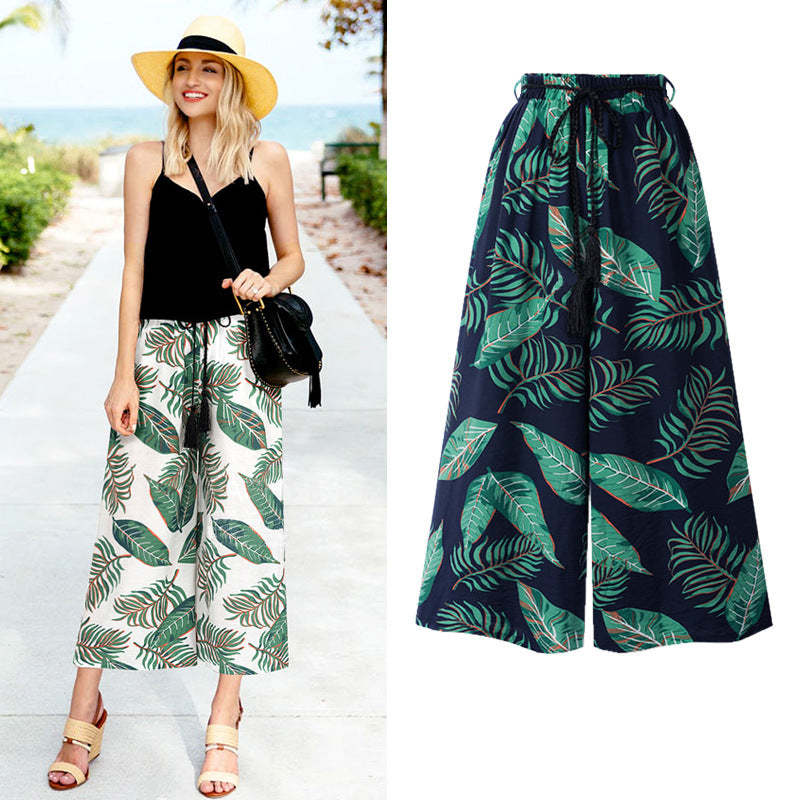 Loose Printed Casual Pants Cropped-My Comfy Pant