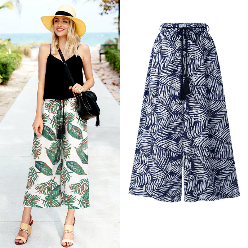 Loose Printed Casual Pants Cropped-My Comfy Pant