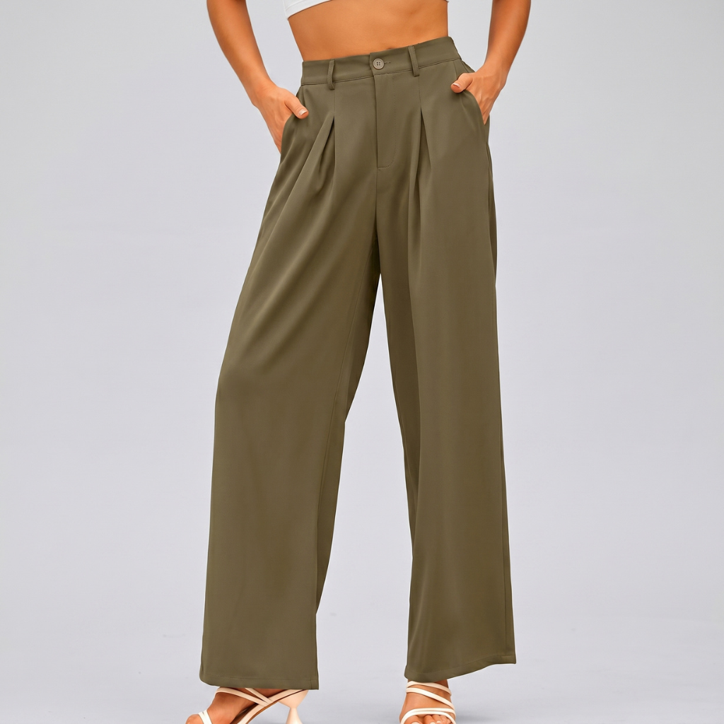 High Rise Casual Wide Loose Fit Palazzo Pants For Women Summer Wear