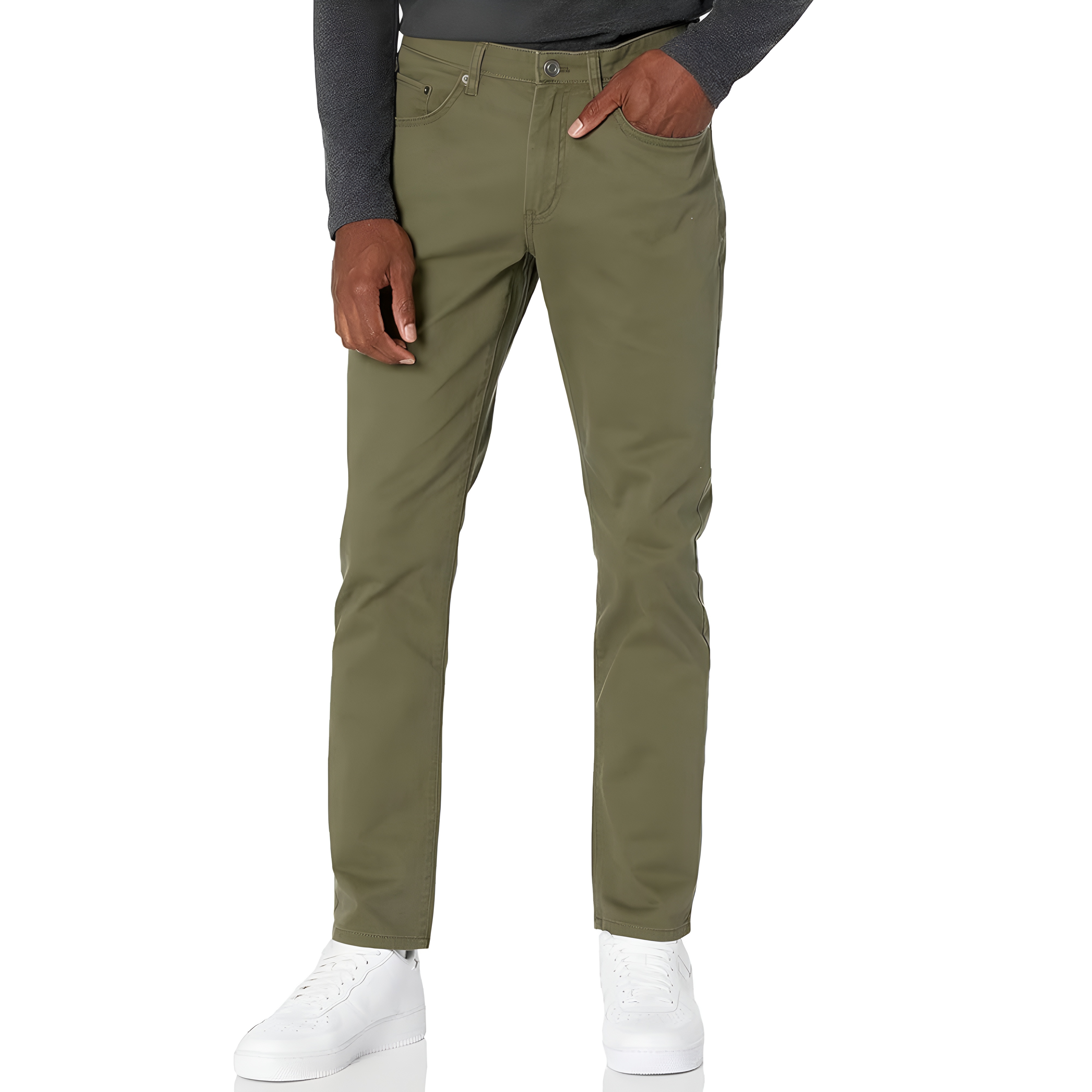 Stretch Twill Slim Fit Casual Pants With Five Pocket Design For Men
