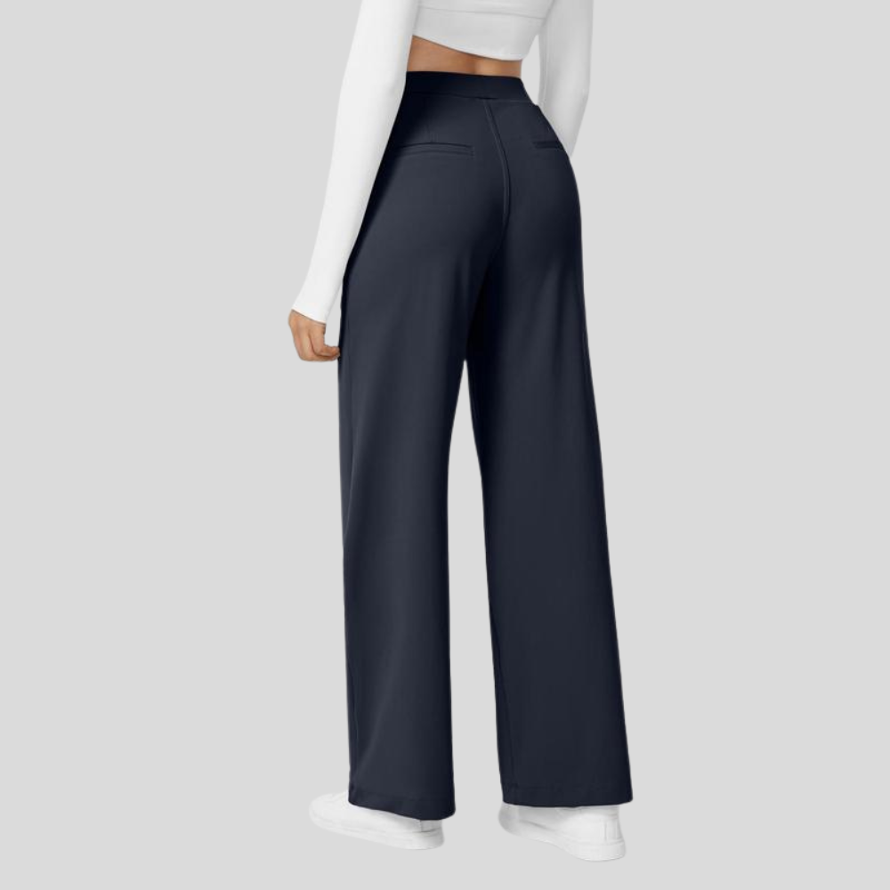 High Waisted Straight Pants With Side Pocket