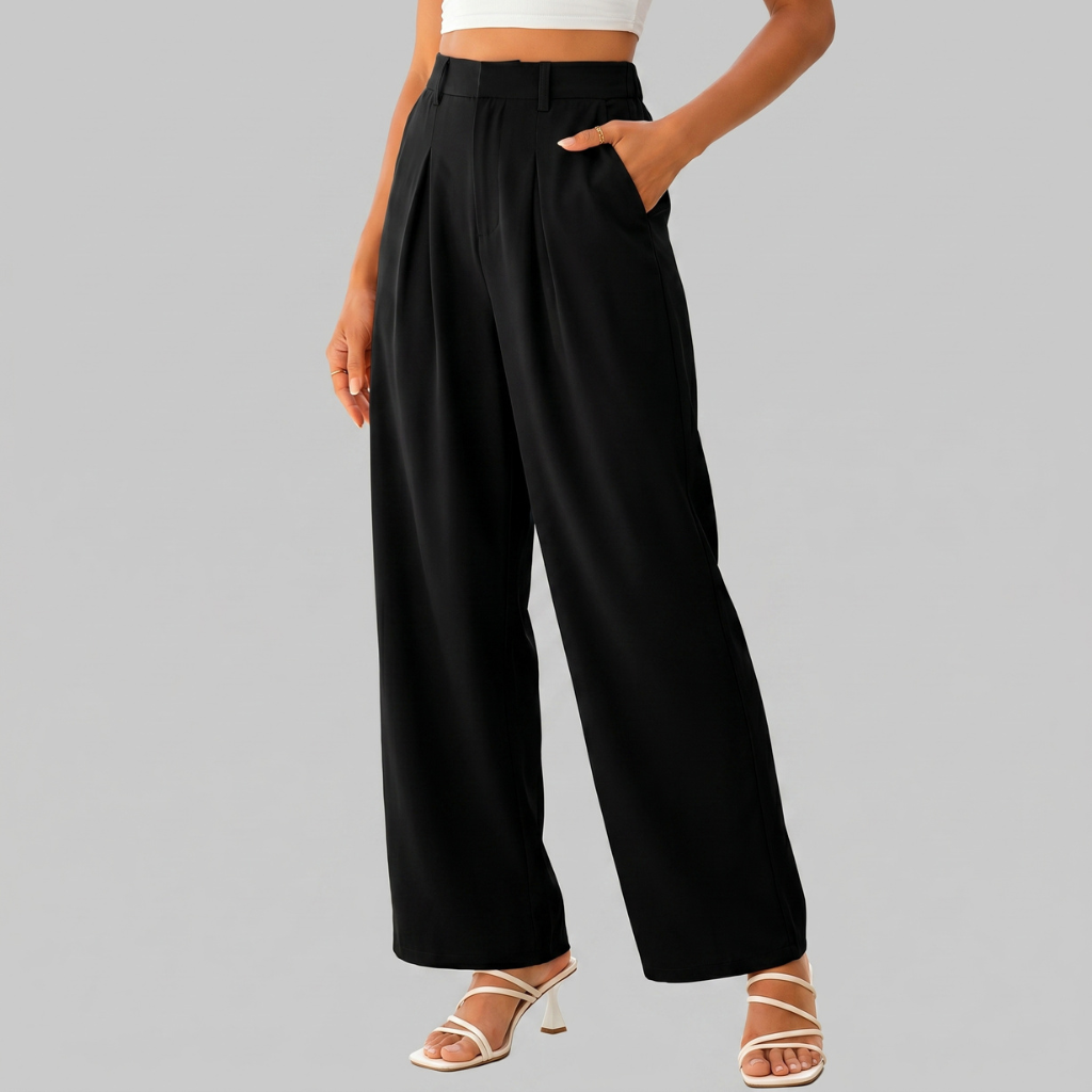 High Rise Casual Wide Loose Fit Palazzo Pants For Women Summer Wear