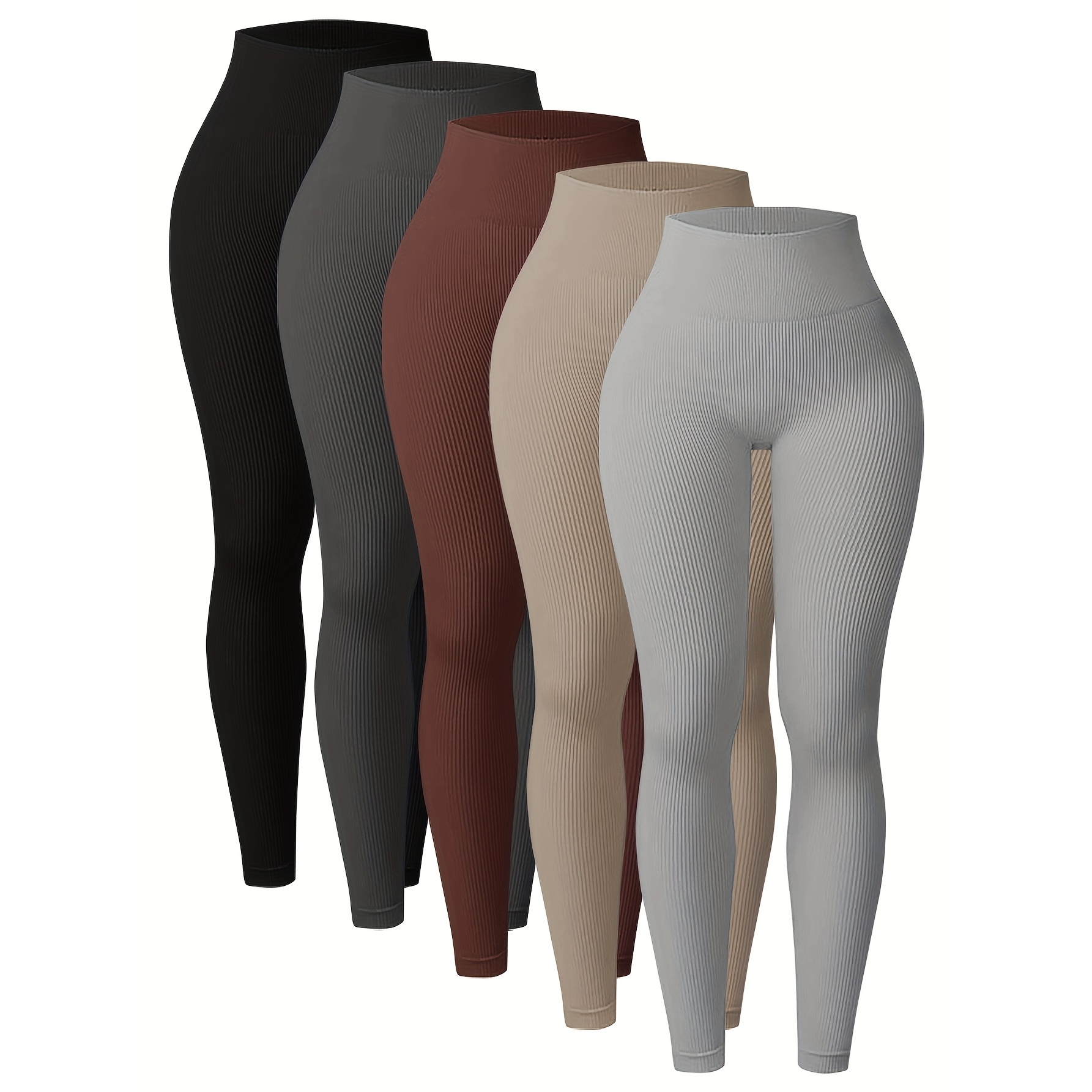 Seamless Ribbed Stretch Fitness Leggings Multipack for Women