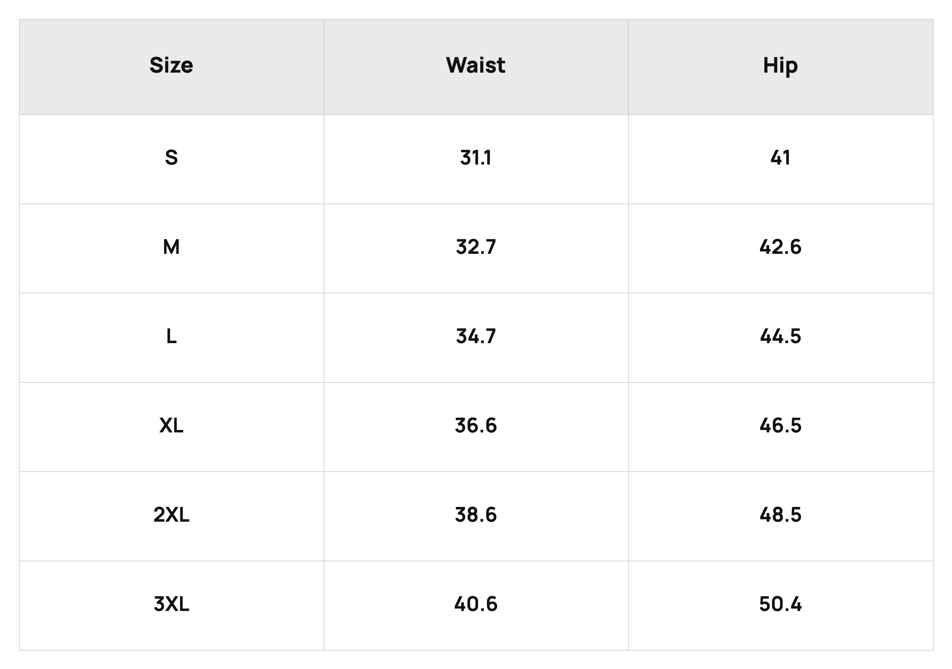 Size Chart