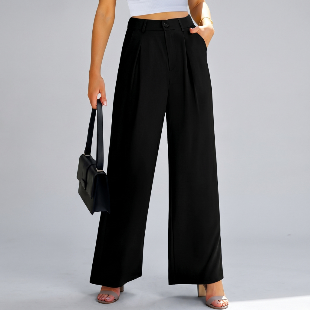 High Rise Casual Wide Loose Fit Palazzo Pants For Women Summer Wear