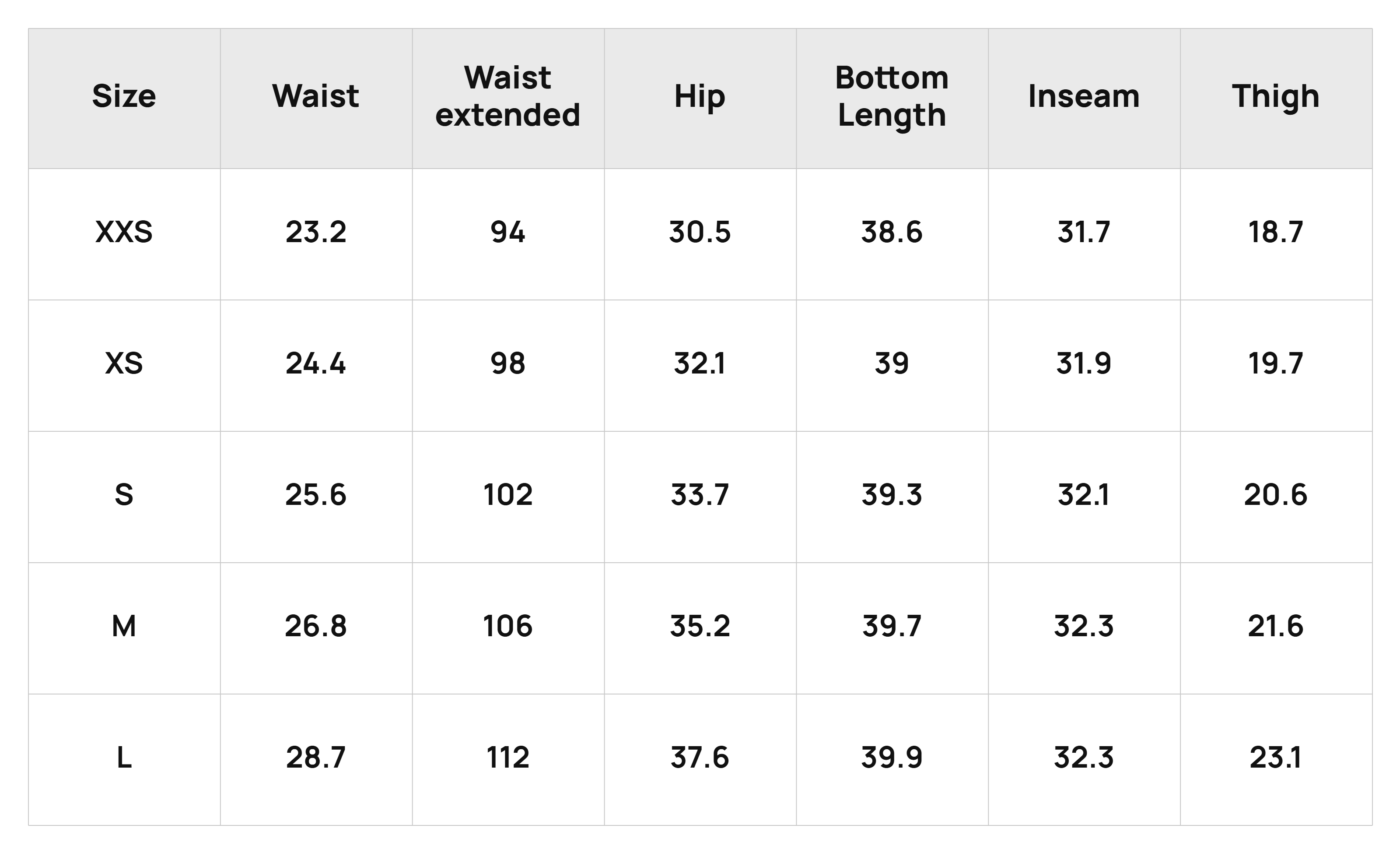 Size Chart