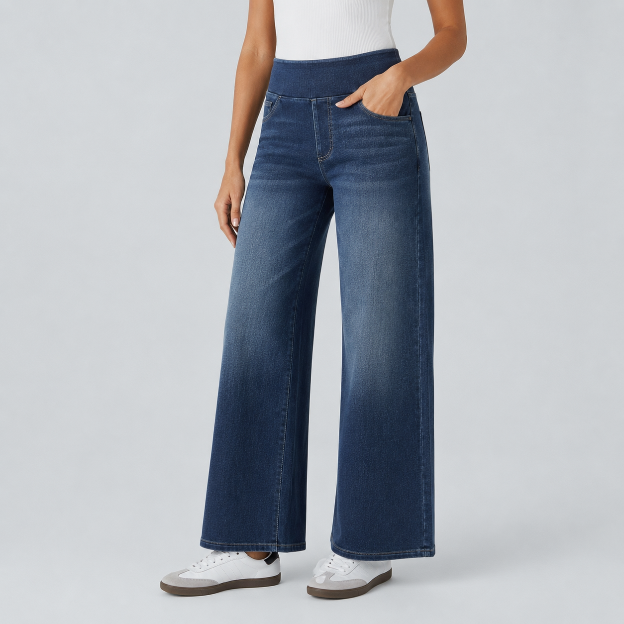 Baggy Casual Wide Washed Jeans With Pockets For Women