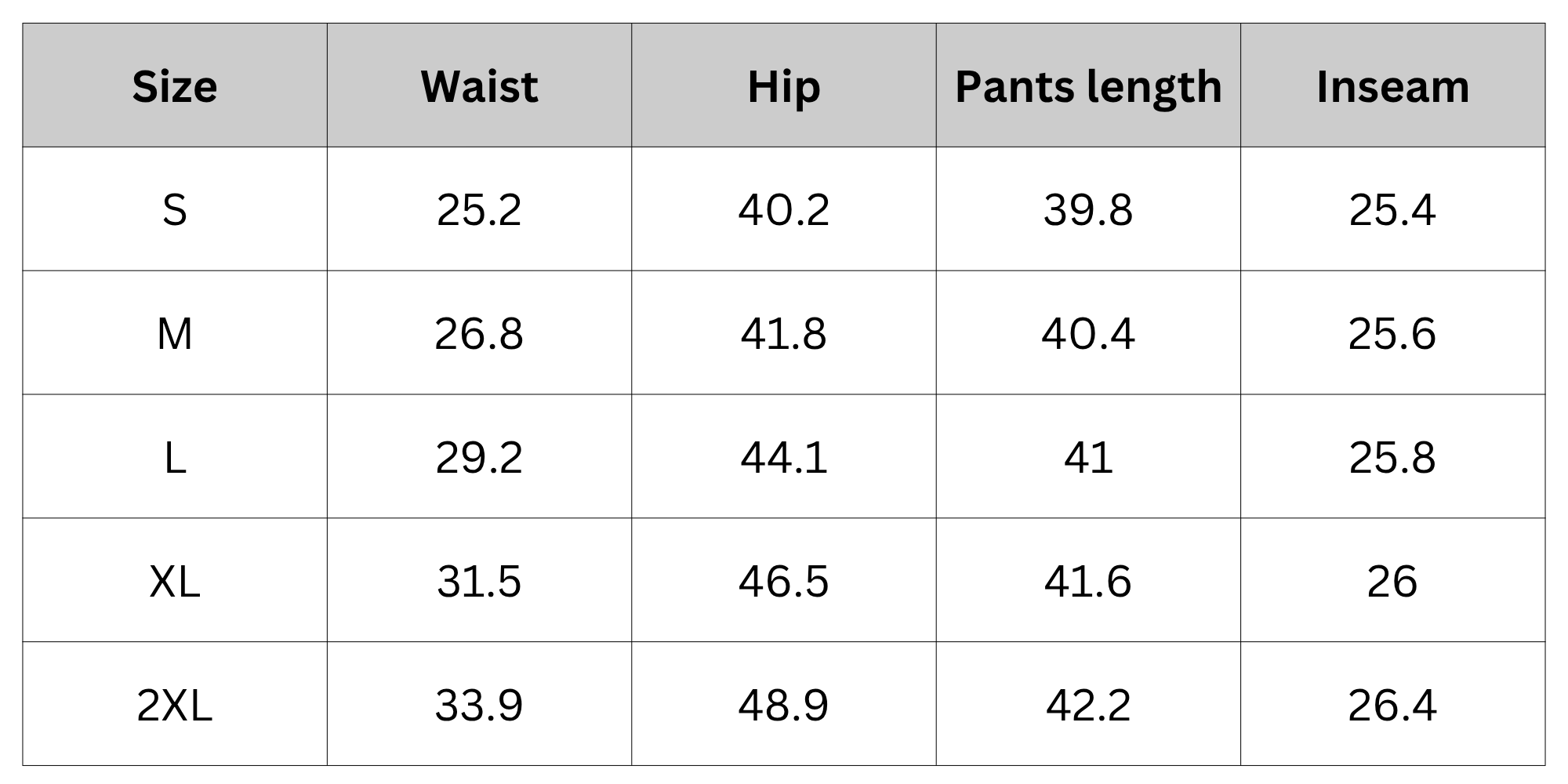 Size Chart
