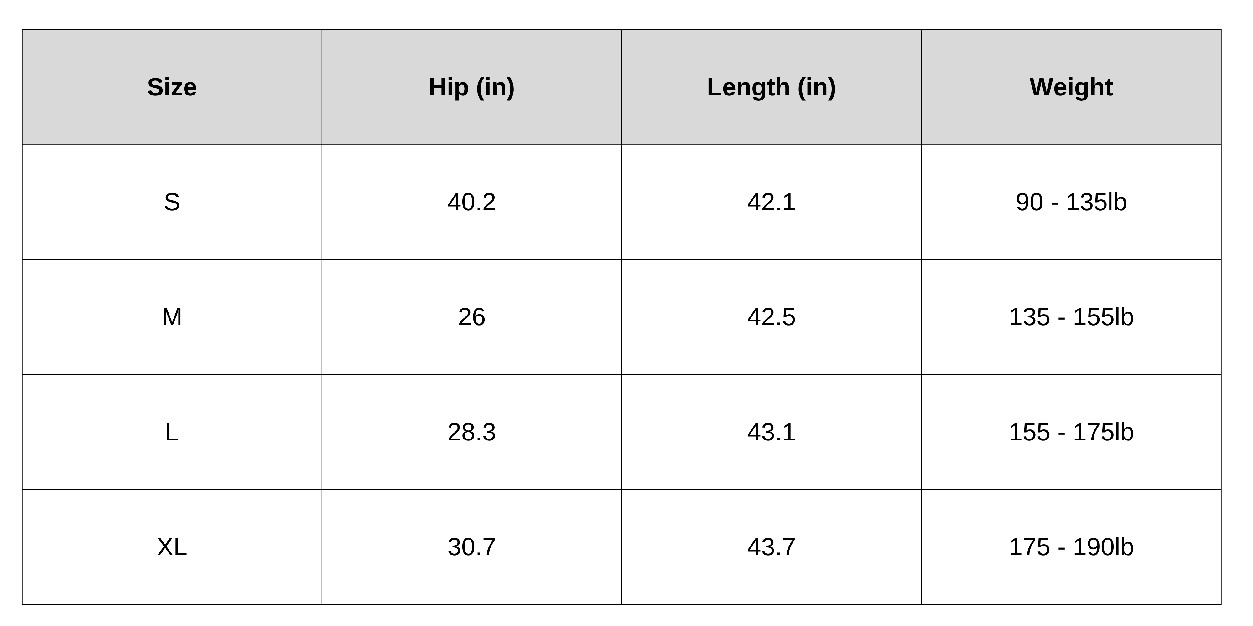 Size Chart