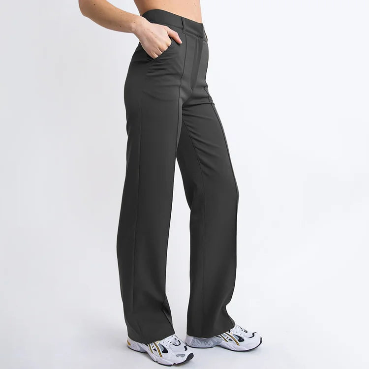 High Waisted Suit Pants With Straw Pleats-My Comfy Pant