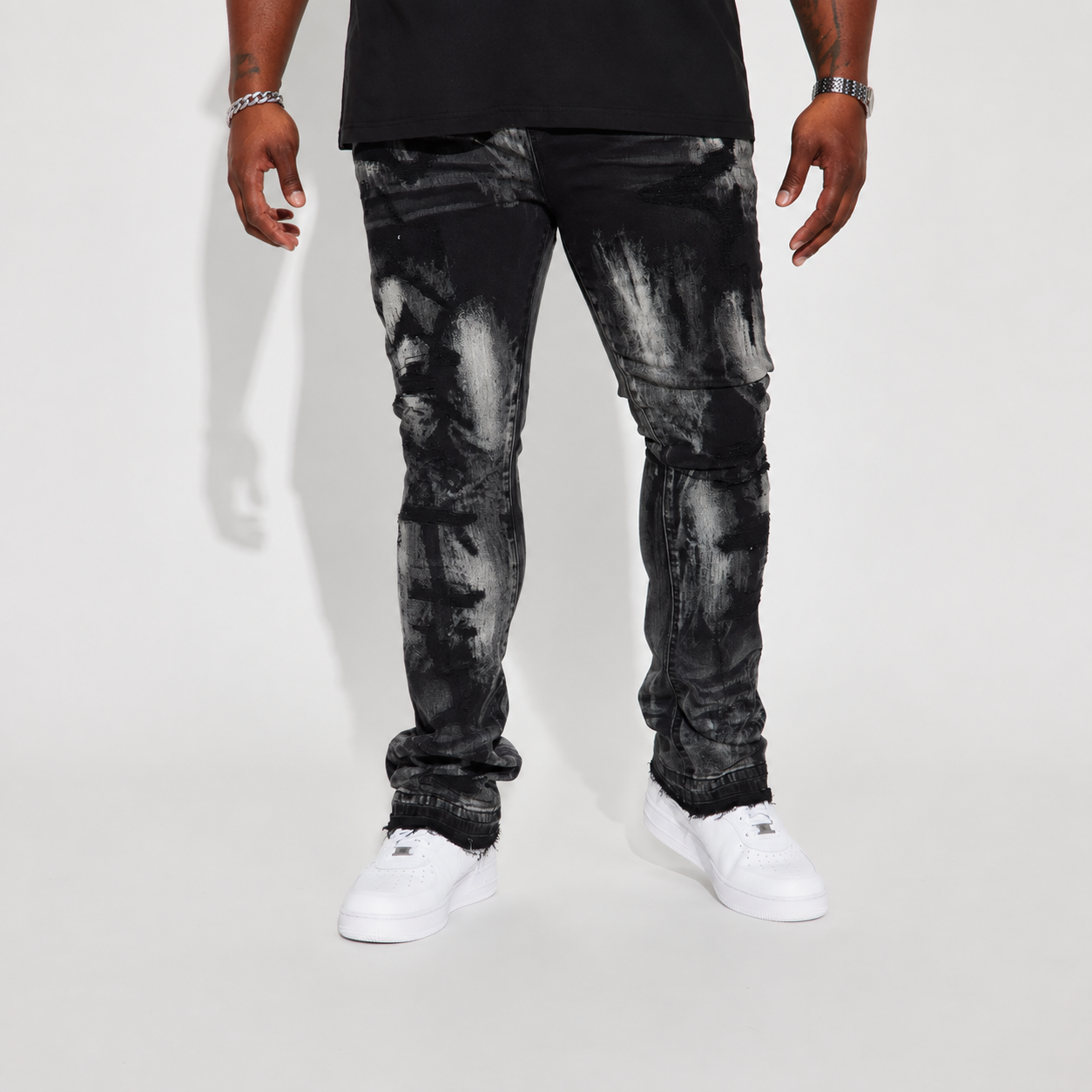 Stacked Slim Fit Daily Wear Casual Flare Jeans For Men