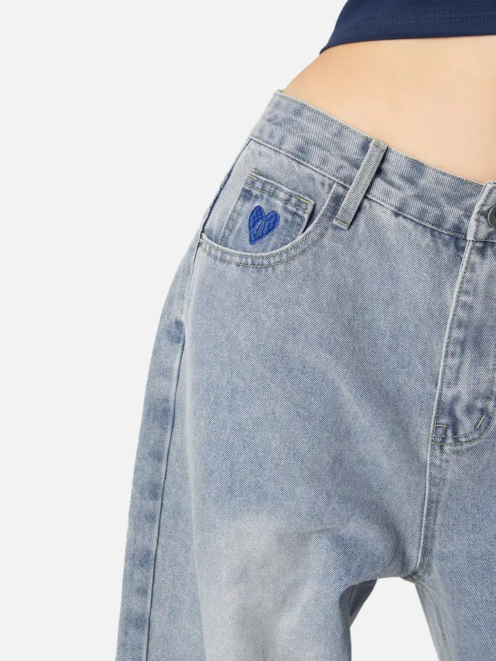 Aelfric Eden Basic Baggy Jeans Mid Waisted Jean Straight Leg Casual Baggy Denim Pants Baggy Jeans Fathersdaygift Clothes,clothes for back to school,first day of school outfits