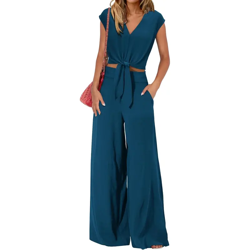 Summer 2 Piece Wide Pant Set for Women
