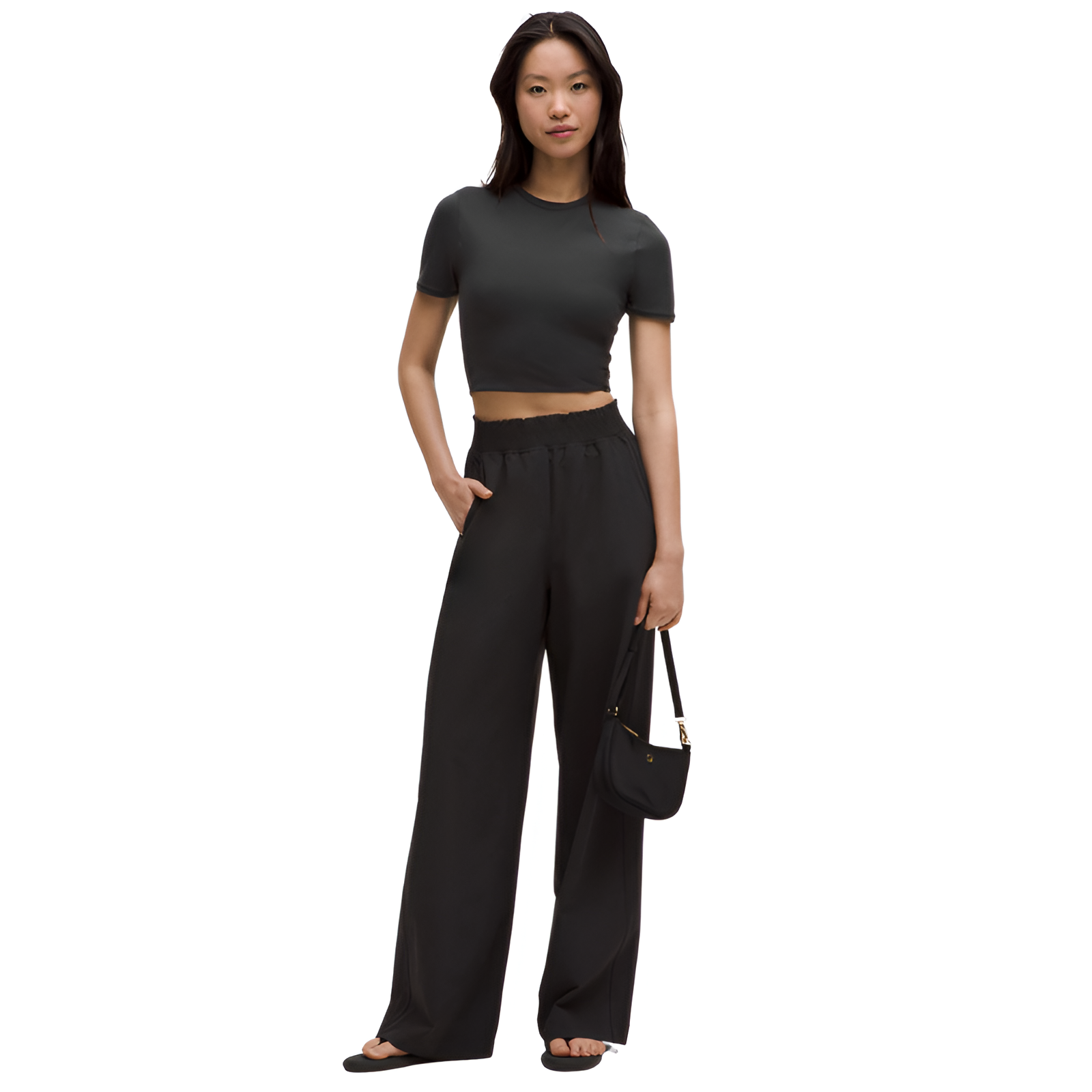 Stretch Woven Ruffle Waist Wide Leg Pants-My Comfy PantStretch Woven Ruffle Waist Wide Leg Pants - Image 2