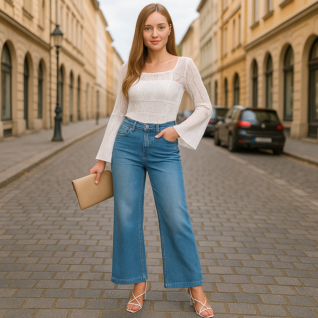 Denim Pull On Jeans With Front Seam Detail-My Comfy Pant