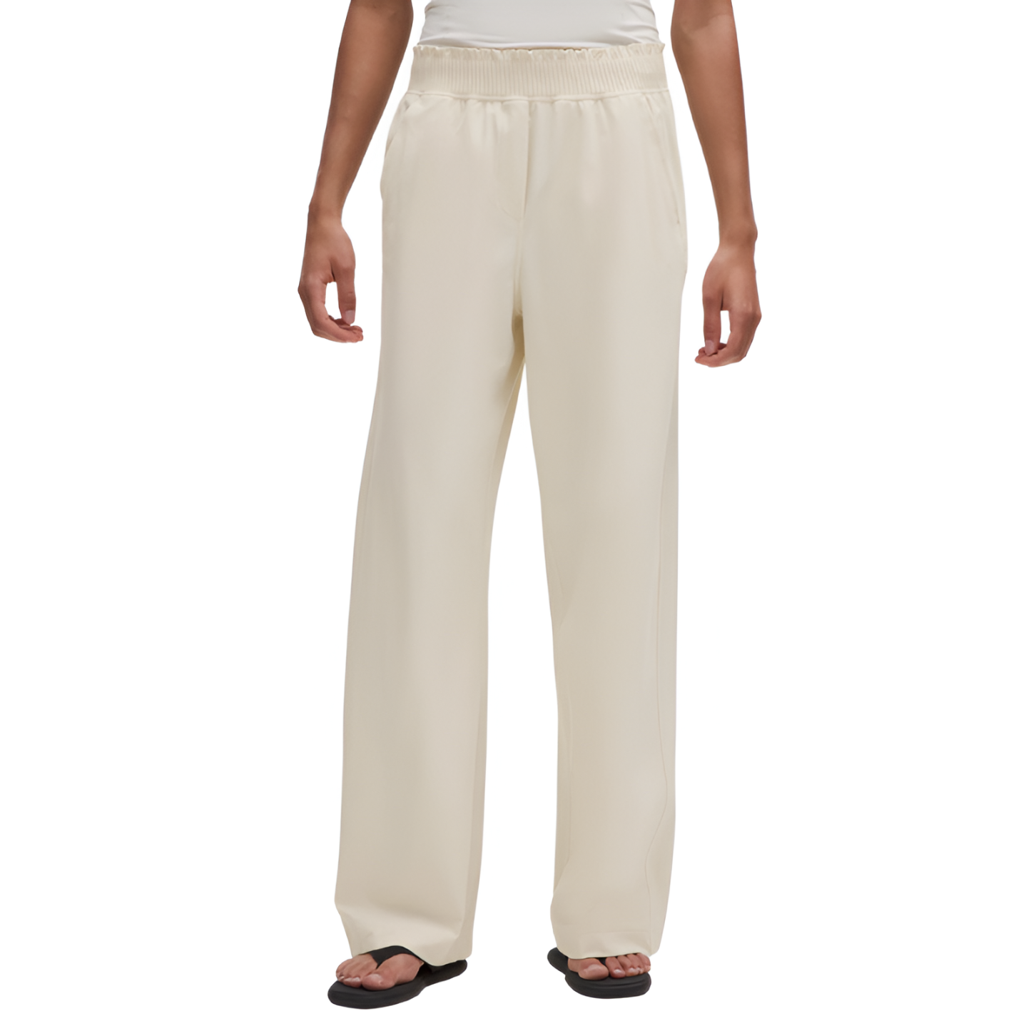 Stretch Woven Ruffle Waist Wide Leg Pants-My Comfy Pant