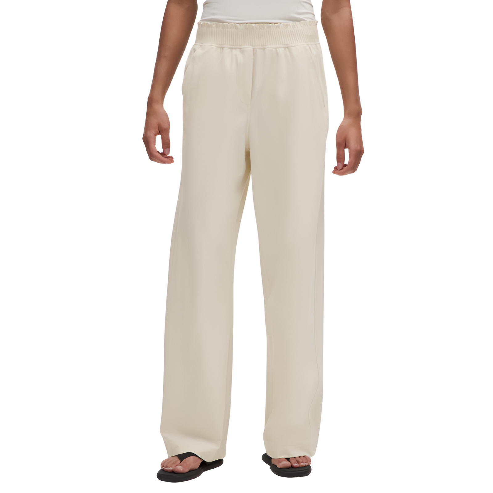 Stretch Woven Ruffle Waist Wide Leg Pants-My Comfy Pant