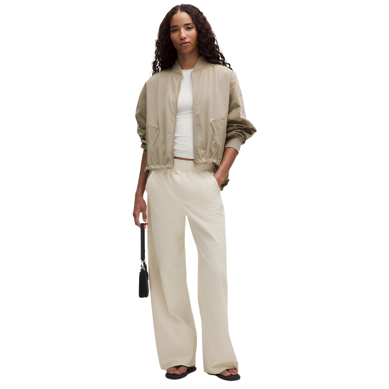 Stretch Woven Ruffle Waist Wide Leg Pants-My Comfy Pant