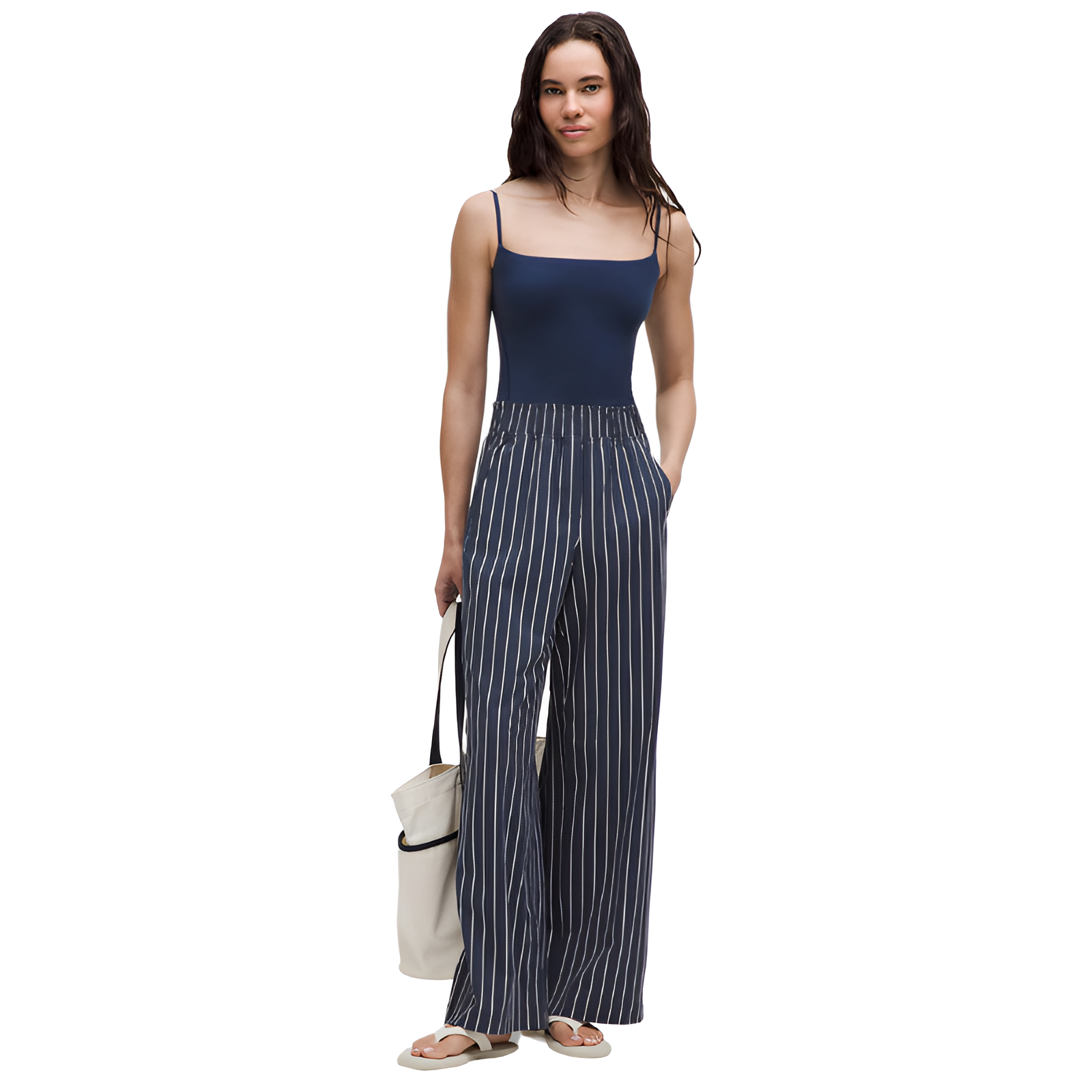 Stretch Woven Ruffle Waist Wide Leg Pants-My Comfy Pant