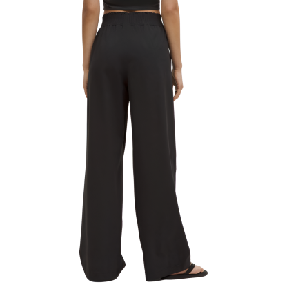 Stretch Woven Ruffle Waist Wide Leg Pants-My Comfy Pant
