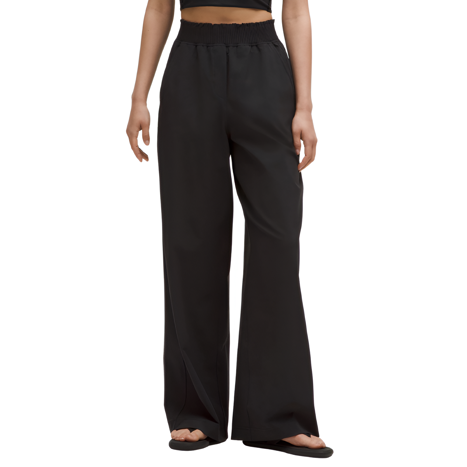 Stretch Woven Ruffle Waist Wide Leg Pants-My Comfy Pant