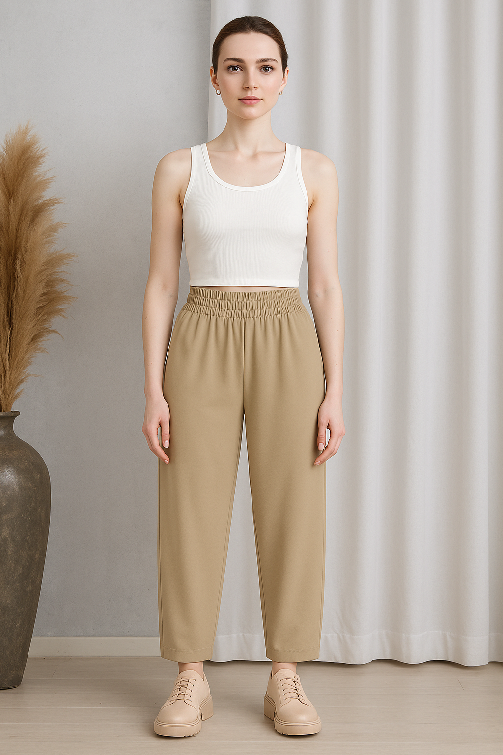 High-Waisted SleekTech Barrel Ankle Pants-My Comfy Pant