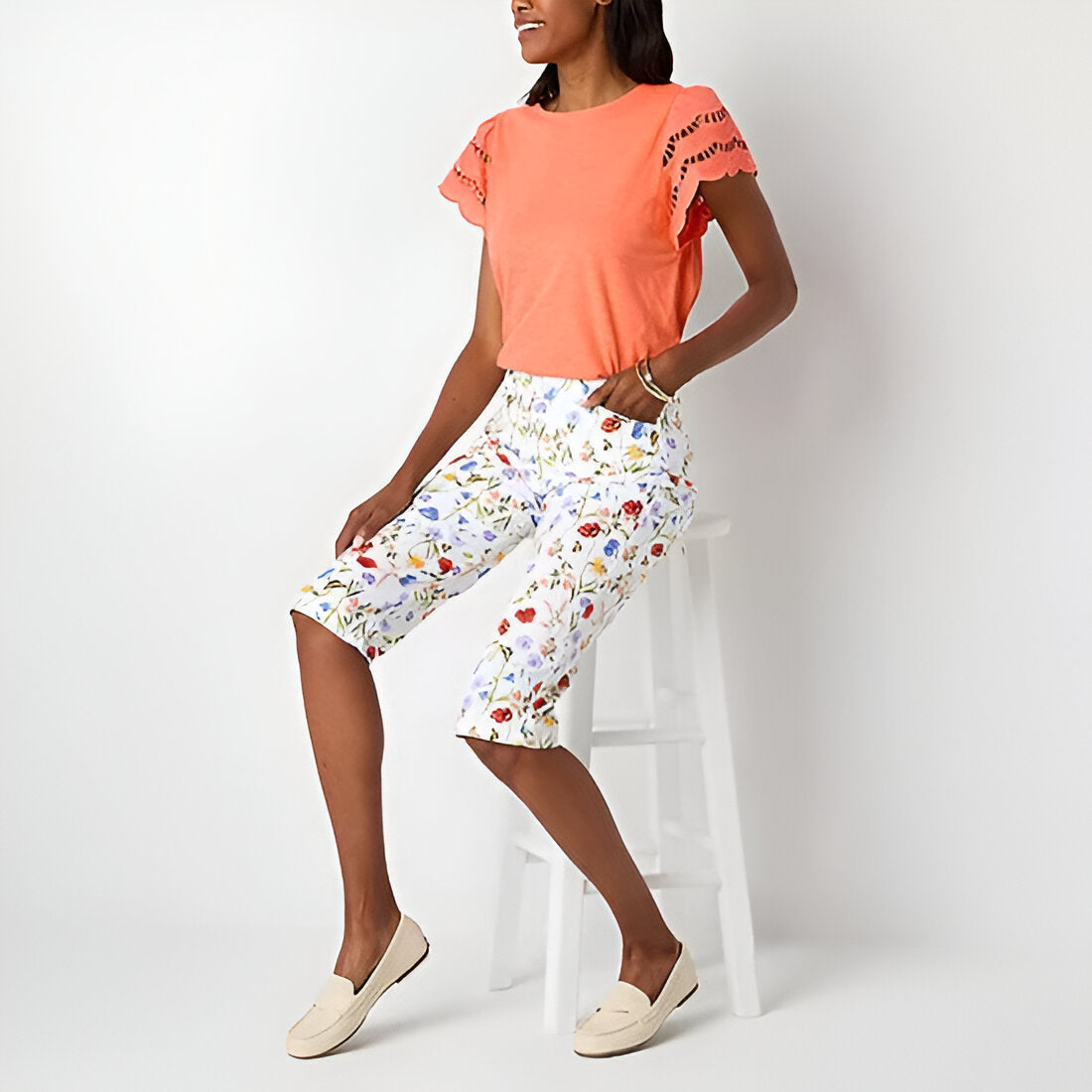 Women Mid Rise Capri Pant-My Comfy PantWomen Mid Rise Capri Pant - Image 5