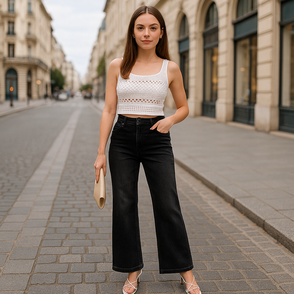 Denim Pull On Jeans With Front Seam Detail-My Comfy Pant