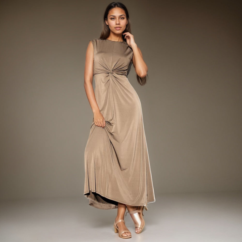 Twist Front Maxi Dress-My Comfy Pant