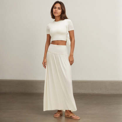 Crop Top And Maxi Skirt Dress-My Comfy Pant