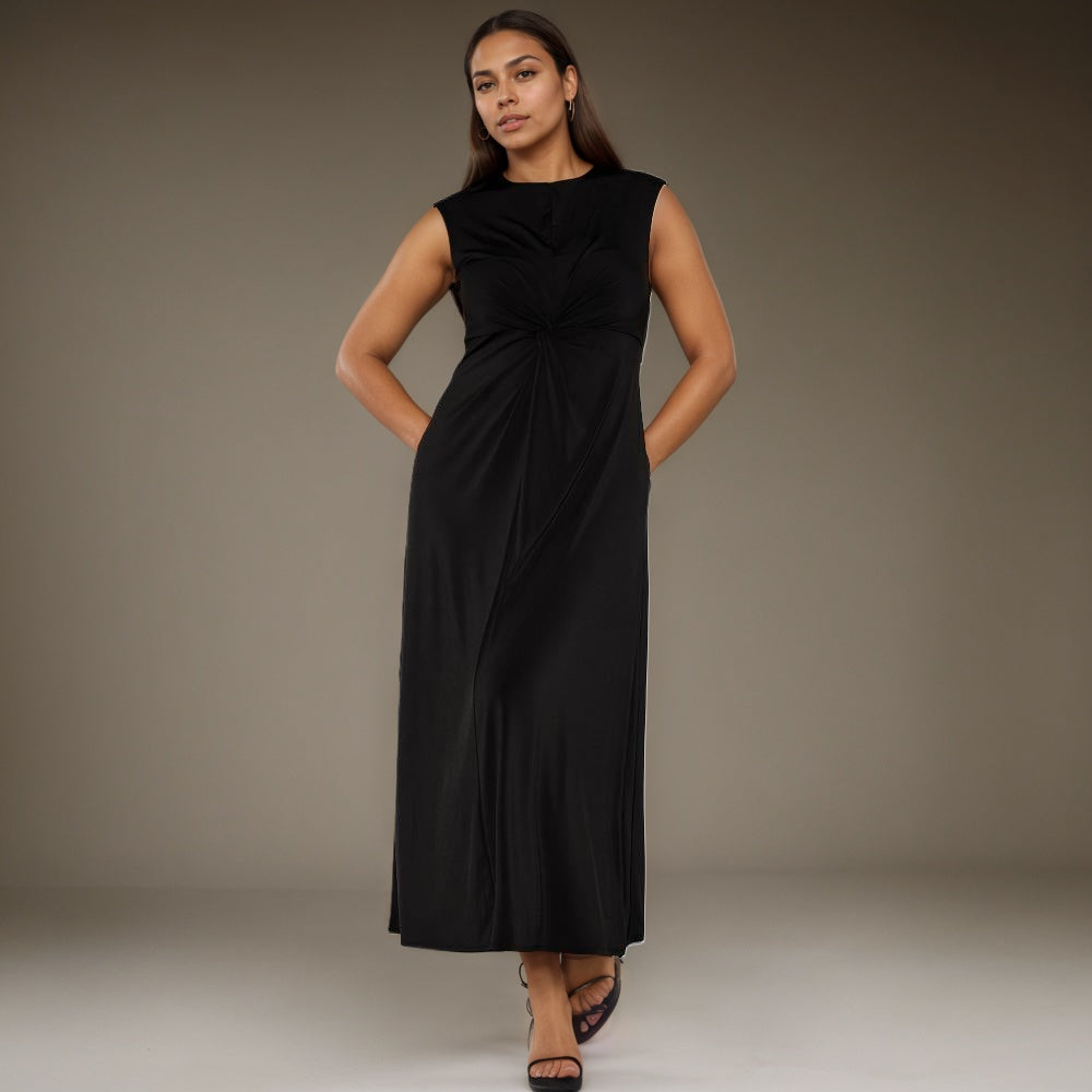 Twist Front Maxi Dress-My Comfy Pant