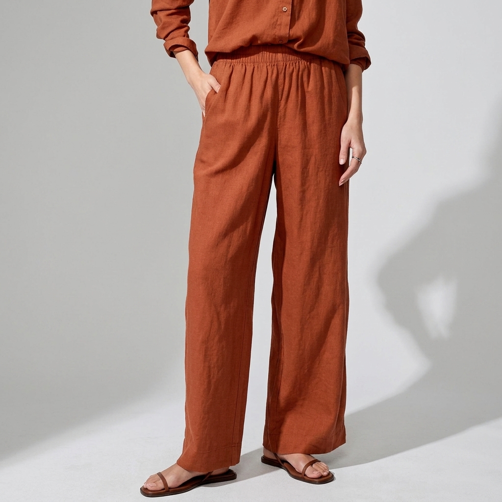 High-Waisted Linen-Blend Super Wide-Leg Pants