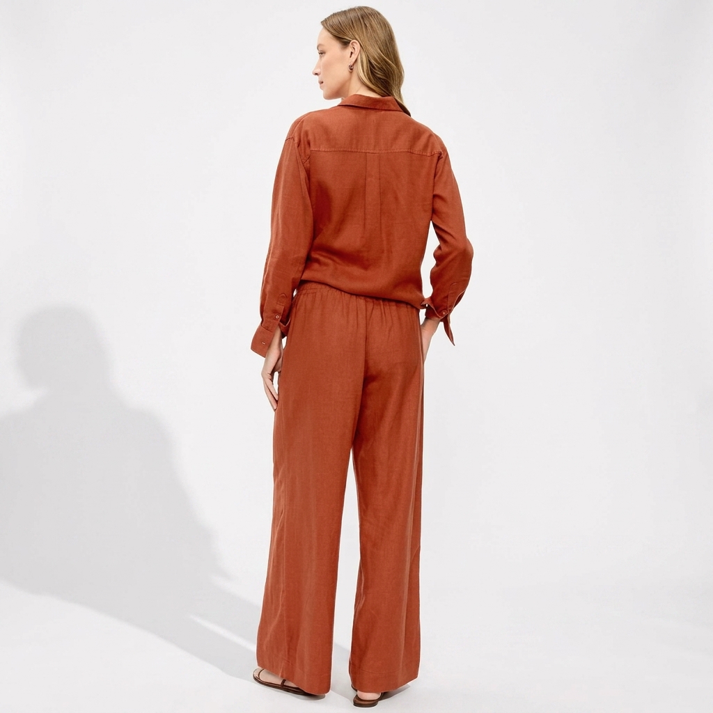 High-Waisted Linen-Blend Super Wide-Leg Pants