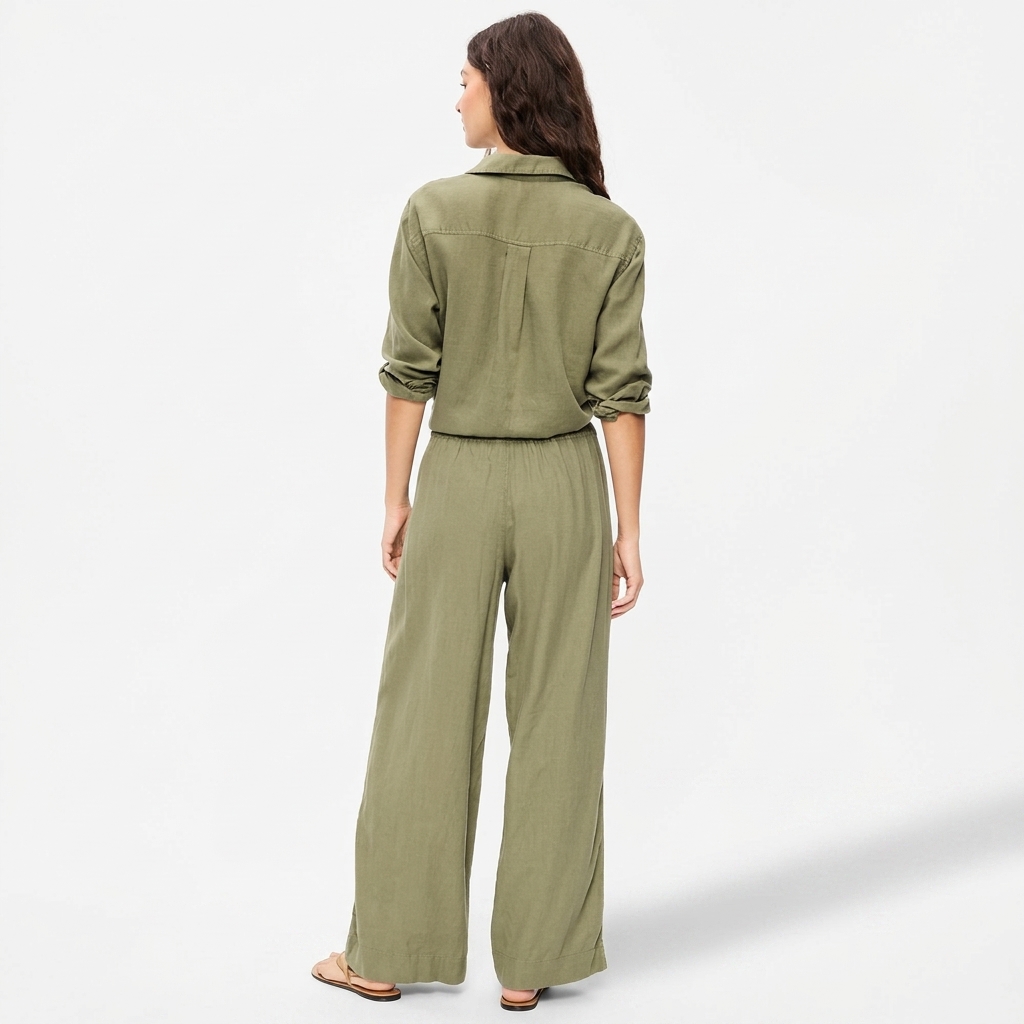 High-Waisted Linen-Blend Super Wide-Leg Pants
