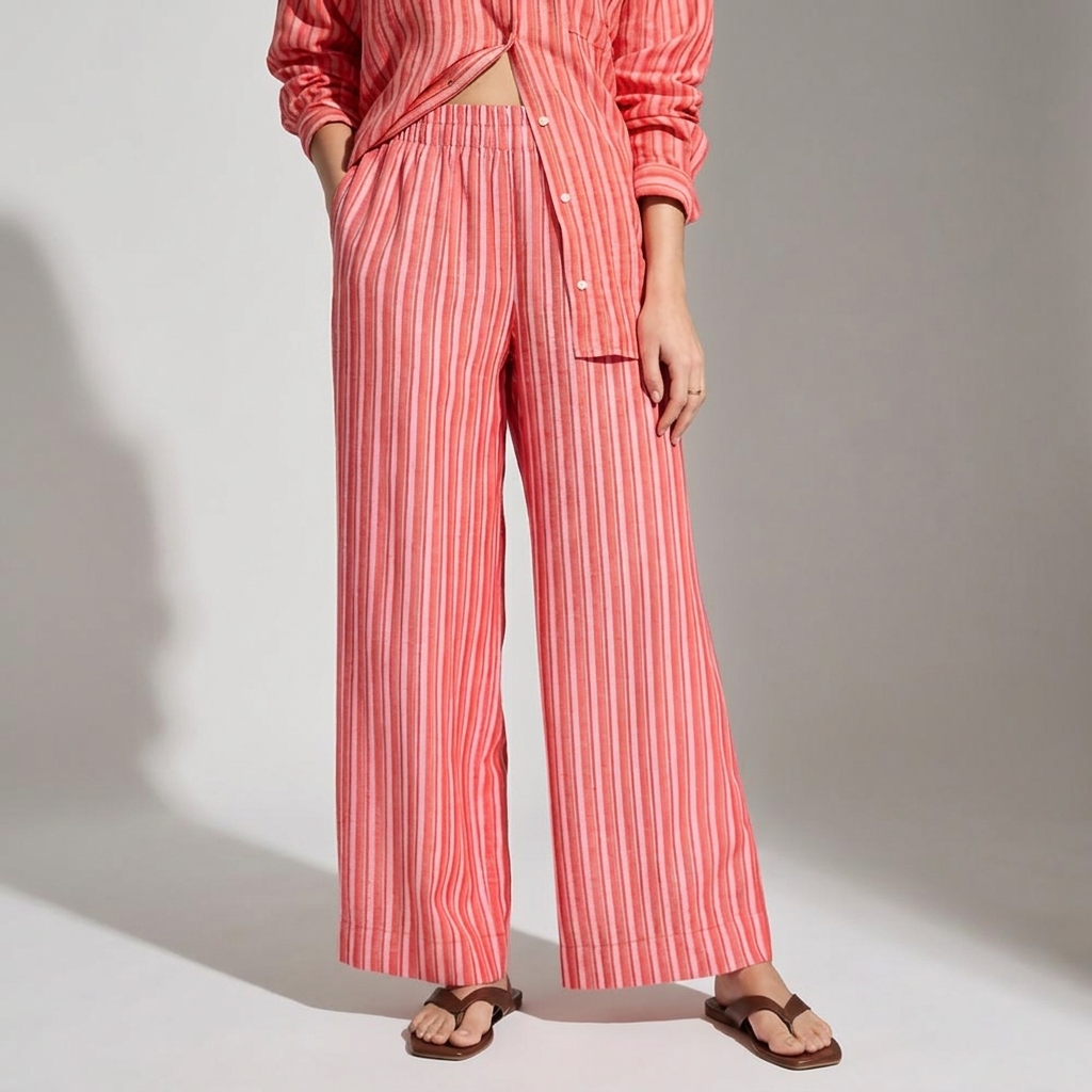 High-Waisted Linen-Blend Super Wide-Leg Pants