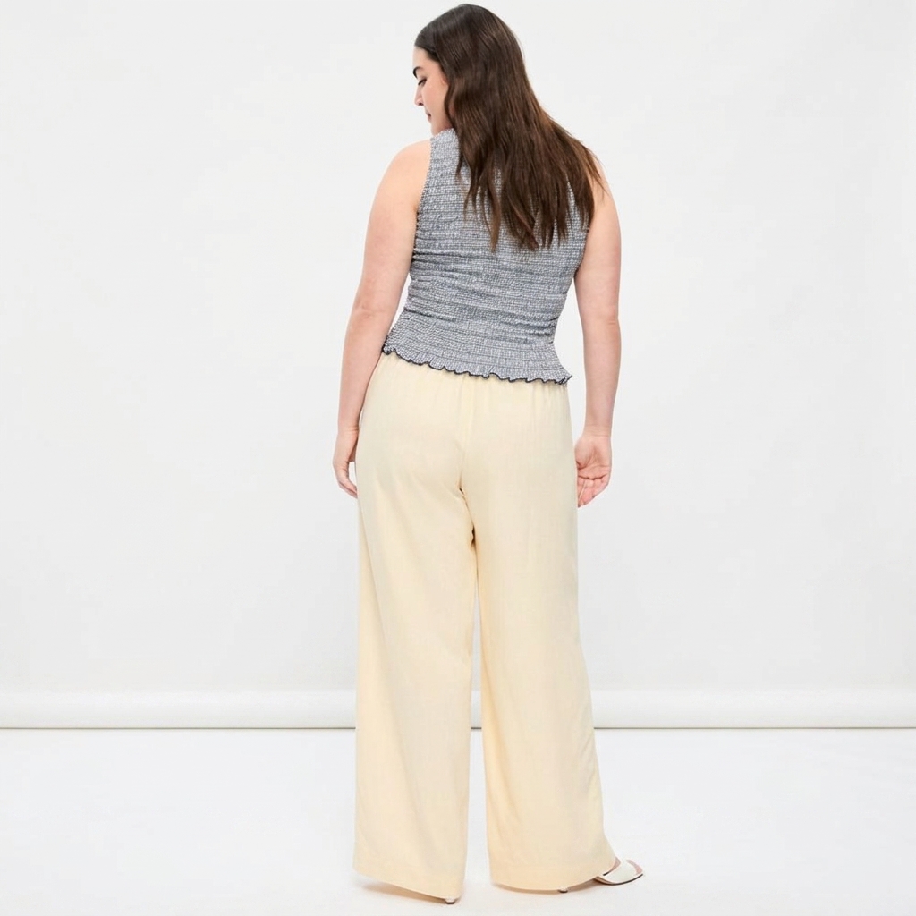 High-Waisted Linen-Blend Super Wide-Leg Pants