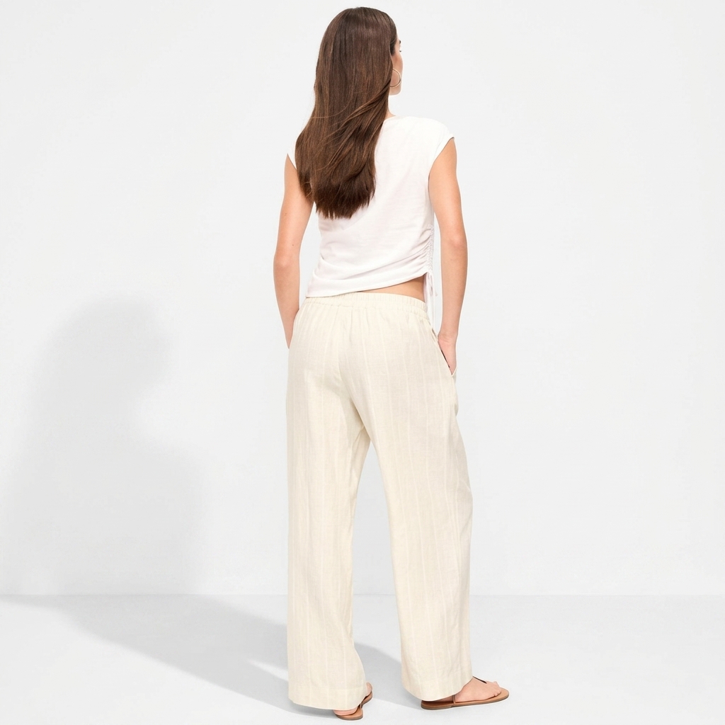 High-Waisted Linen-Blend Super Wide-Leg Pants