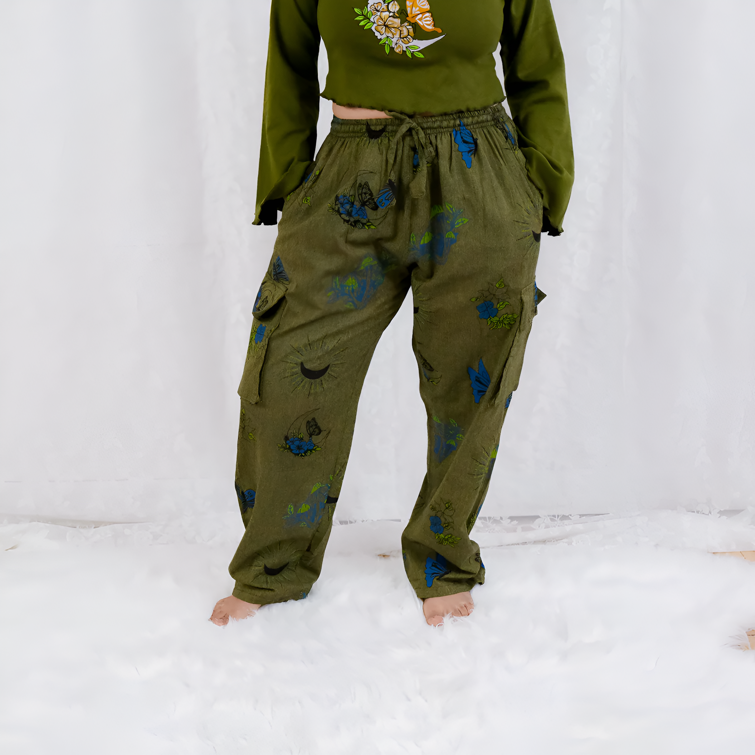 Artistic Print Handcrafted Cargo Pants